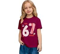 Saint Valentin - Romance Filles Mode Décontracté Top à Manches Courtes Imprimé Graphique Coupe Ample T-shirt de Jeu Confortable pour Enfants, Rose, 6-7 ans