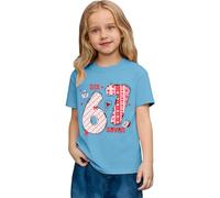 Saint Valentin - Romance Filles Mode Décontracté Top à Manches Courtes Imprimé Graphique Coupe Ample T-shirt de Jeu Confortable pour Enfants, bleu clair, 6-7 ans