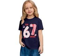 Saint Valentin - Romance Filles Mode Décontracté Top à Manches Courtes Imprimé Graphique Coupe Ample T-shirt de Jeu Confortable pour Enfants, bleu foncé, 6-7 ans