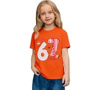 Saint Valentin - Romance Filles Mode Décontracté Top à Manches Courtes Imprimé Graphique Coupe Ample T-shirt de Jeu Confortable pour Enfants, Orange, 6-7 ans