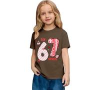 Saint Valentin - Romance Filles Mode Décontracté Top à Manches Courtes Imprimé Graphique Coupe Ample T-shirt de Jeu Confortable pour Enfants, café, 6-7 ans