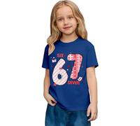 Saint Valentin - Romance Filles Mode Décontracté Top à Manches Courtes Imprimé Graphique Coupe Ample T-shirt de Jeu Confortable pour Enfants, bleu, 6-7 ans