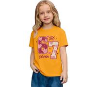 Saint Valentin - Romance Filles Mode Décontracté Top à Manches Courtes Imprimé Graphique Coupe Ample T-shirt de Jeu Confortable pour Enfants, jaune, 6-7 ans