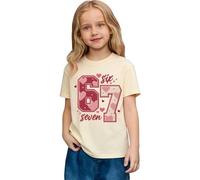 Saint Valentin - Romance Filles Mode Décontracté Top à Manches Courtes Imprimé Graphique Coupe Ample T-shirt de Jeu Confortable pour Enfants, beige, 6-7 ans