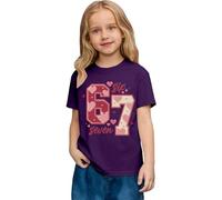 Saint Valentin - Romance Filles Mode Décontracté Top à Manches Courtes Imprimé Graphique Coupe Ample T-shirt de Jeu Confortable pour Enfants, Violet foncé., 6-7 ans