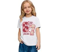 Saint Valentin - Romance Filles Mode Décontracté Top à Manches Courtes Imprimé Graphique Coupe Ample T-shirt de Jeu Confortable pour Enfants, Blanc., 6-7 ans