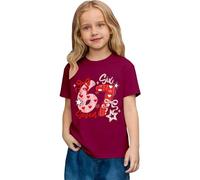 Saint Valentin - Romance Filles Mode Décontracté Top à Manches Courtes Imprimé Graphique Coupe Ample T-shirt de Jeu Confortable pour Enfants, Rose, 6-7 ans