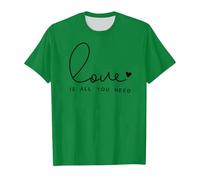 Saint Valentin - Romance tout-petit garçon fille Saint-Valentin manches courtes lettre imprimé t-shirt tops vêtements, vert, 6-7 ans