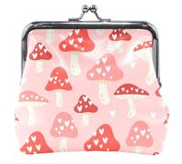 Saint Valentin Rose Champignons Mignon Portefeuille pour Femmes Cuir Boucle Baiser Fermeture Éclair Petit Portefeuille pour Filles, Saint Valentin Champignons Roses, Classique, Saint Valentin Rose
