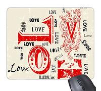 Saint Valentin Rouge et Noir Mot Amour Image Illustration Motif rectangle en caoutchouc antidérapant Tapis de souris de jeu Tapis de souris