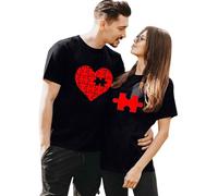 Saint-Valentin Tee Shirt Couple Assorti Humour T-Shirt Unisexe Manches Courtes Col Rond DéContracté Chemises Cadeau Couple Drole Imprimé Festival Fantaisie T Shirt VêTements pour Amoureux