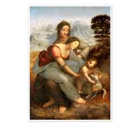 Sainte Anne, la Vierge et l'Enfant Jésus jouant avec un agneau Poster de Leonardo da Vinci 50 x 70 cm Marron Tableaux Décoration murale