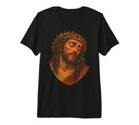 Sainte Face de Jésus-Christ Couronne d'épines Catholique de Pâques T-Shirt Haut de Gamme