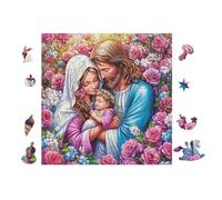 Sainte Famille avec des Roses 100 Pièces Puzzle Collectionneur en Voitureton Haute Qualité Haute Difficulté Décoration Murale Oeuvre d'art Cadeau Noël Premium 28x28cm