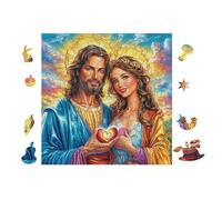 Sainte Famille avec des Roses 100 Pièces Puzzle Famille en Voitureton Haute Densité Difficulté Moyenne Activité Familiale Anti-Stress Loisir Créatif Jeu De Société Premium 28x28cm