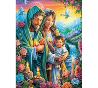 Sainte Famille dans Le Jardin Fleuri 1000 Pièces Puzzle Adulte en Carton Rigide Haute Qualité Animal Plante Très Difficile Haute Difficulté Anti-Stress Décoration Murale Idée Cadeau Premium 1000