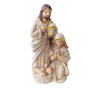 Sainte Famille Figurine Crèche de table - Décoration catholique en résine, sculpture faite à la main | Mini décoration de Noël pour la maison ou l'église pour représenter la scène de la Sainte Famille