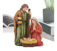 Sainte Famille - Figurines miniatures Jésus Marie Joseph en résine, ensemble de statues religieuses en résine, caractéristique décorative, accessoire spirituel de vacances pour pendaison de