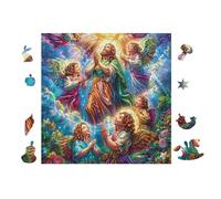 Sainte Famille with Angels 100 Pièces Puzzle Créatif en Carton Haute Qualité Difficulté Moyenne Activité Manuelle Loisir Créatif Cadeau Créatif Saint Valentin Premium 28x28cm