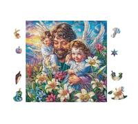 Sainte Famille with Angels 100 Pièces Puzzle Créatif en Carton Haute Qualité Difficulté Moyenne Activité Manuelle Loisir Créatif Cadeau Créatif Saint Valentin Premium 28x28cm