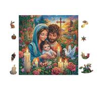 Sainte Famille with Roses 100 Pièces Puzzle Adolescent en Carton Anti-Déchirure Difficulté Moyenne Activité ÉduChative Passe-Temps Petit Prix Pas Cher Premium 28x28cm
