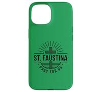 Sainte Faustine Pray for Us Croix catholique Coque pour iPhone 15