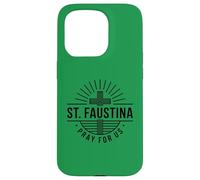 Sainte Faustine Pray for Us Croix catholique Coque pour iPhone 15 Pro