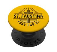 Sainte Faustine Pray for Us Croix catholique PopSockets PopGrip Adhésif