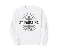 Sainte Faustine Pray for Us Croix catholique Sweatshirt