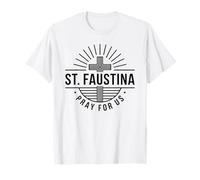 Sainte Faustine Pray for Us Croix catholique T-Shirt