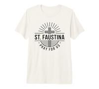 Sainte Faustine Pray for Us Croix catholique T-Shirt Haut de Gamme