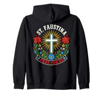 Sainte Faustine Priez pour Nous Floral Catholique Sweat à Capuche