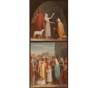 Sainte Geneviève guérit sa mère aveugle. Saint Germain d'Auxerre et saint Loup prédisent aux parents de Sainte Geneviève la destinée de leur fille (1851-1855) Poster imprimé par Pierre-Auguste Pichon