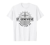 Sainte Geneviève Priez pour Nous Catholic Cross Faith T-Shirt
