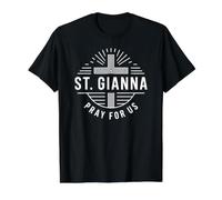 Sainte Gianna Pray for Us Catholic Patron Saint T-Shirt Graphique avec Valeur, Homme, Noir, S