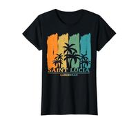 Sainte Lucie Caraïbes Palmiers dans Le Vent Plage Souvenir T-Shirt Graphique avec Valeur