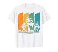 Sainte Lucie Caraïbes Palmiers dans Le Vent Plage Souvenir T-Shirt Graphique avec Valeur