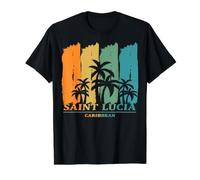 Sainte Lucie Caraïbes Palmiers dans Le Vent Plage Souvenir T-Shirt Graphique avec Valeur