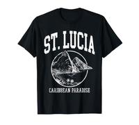 Sainte-Lucie Caraïbes Paradis Vintage Pitons Montagnes Croquis T-Shirt
