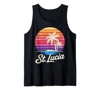 Sainte-Lucie Caraïbes Vacances Rétro années 80 Tropical Débardeur