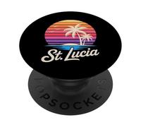 Sainte-Lucie Caraïbes Vacances Rétro années 80 Tropical PopSockets PopGrip Adhésif