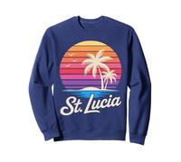 Sainte-Lucie Caraïbes Vacances Rétro années 80 Tropical Sweatshirt