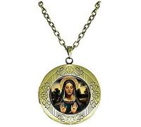 Sainte Lucie catholique - Sainte Lucie - Saint Lucie - Saint Lucie - Patron de vue - Oculaire - Collier médaillon de Saint Catholique - Bijou en verre - Cadeau d'anniversaire, 20 mm, Métal