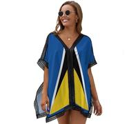 Sainte-Lucie Imprimé Drapeau Robe De Plage pour Femmes Ete Bikini Cache-Maillots Loose Mousseline Poncho De Plages Maillot De Bain Plage Bikini Cover Up