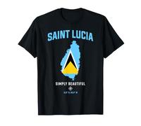 Sainte-Lucie Simply Beautiful Island Carte et coordonnées Art T-Shirt