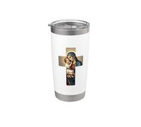 Sainte Marie avec bébé Jésus Christ Santa Maria Croix Icône Gobelet isotherme en acier inoxydable double paroi