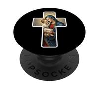 Sainte Marie avec bébé Jésus Christ Santa Maria Croix Icône PopSockets PopGrip Adhésif
