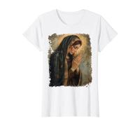 Sainte Marie priante Mère de Jésus T-Shirt Graphique avec Valeur, Femme, Blanc, M