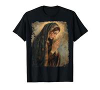 Sainte Marie priante Mère de Jésus T-Shirt Graphique avec Valeur, Homme, Noir, S