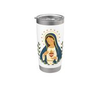 Sainte Mère Marie Cœur Immaculé Floral Catholique Saint Gobelet isotherme en acier inoxydable double paroi